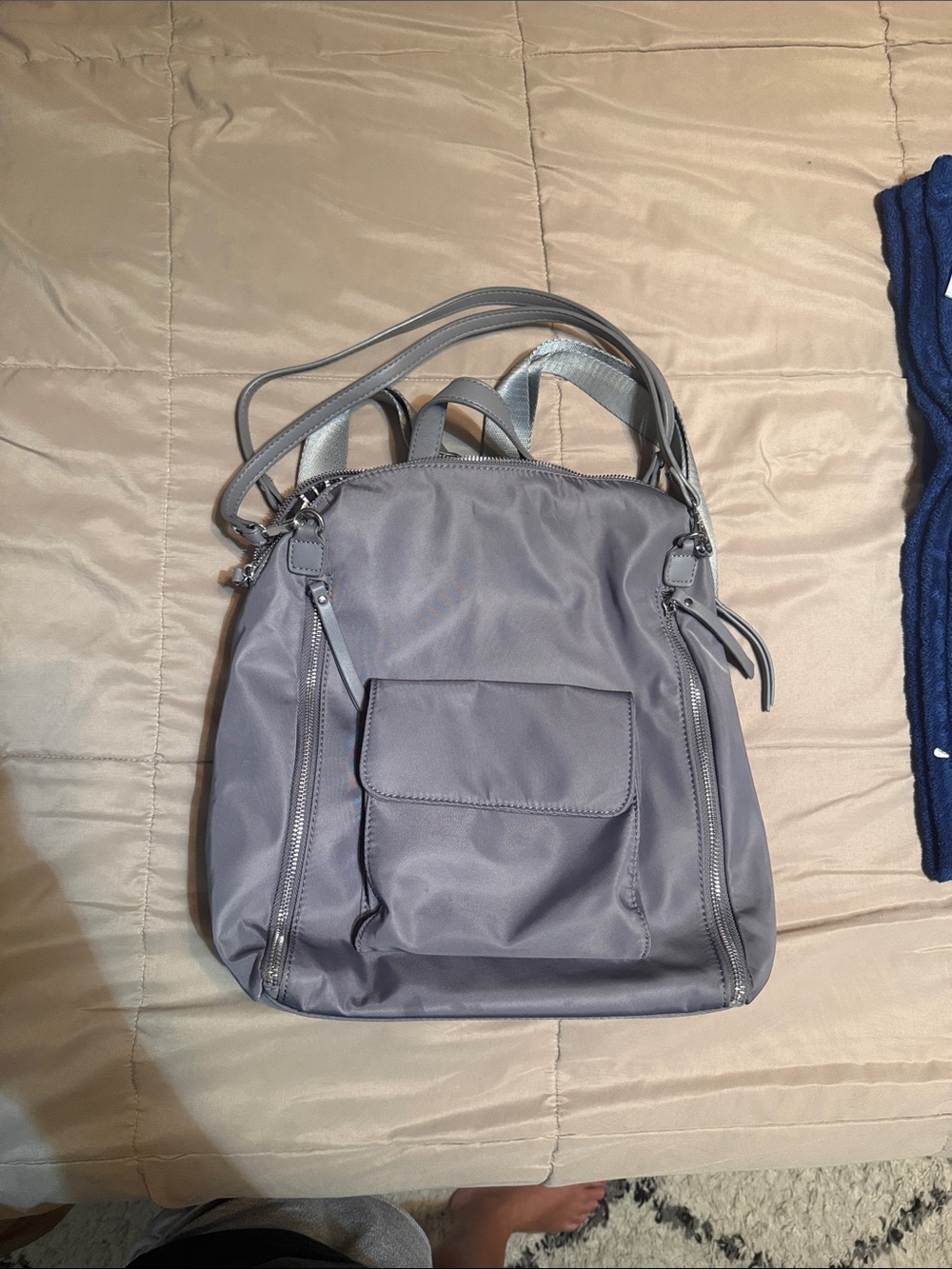 Miztique Slate Gray Nylon Convertible Backpack